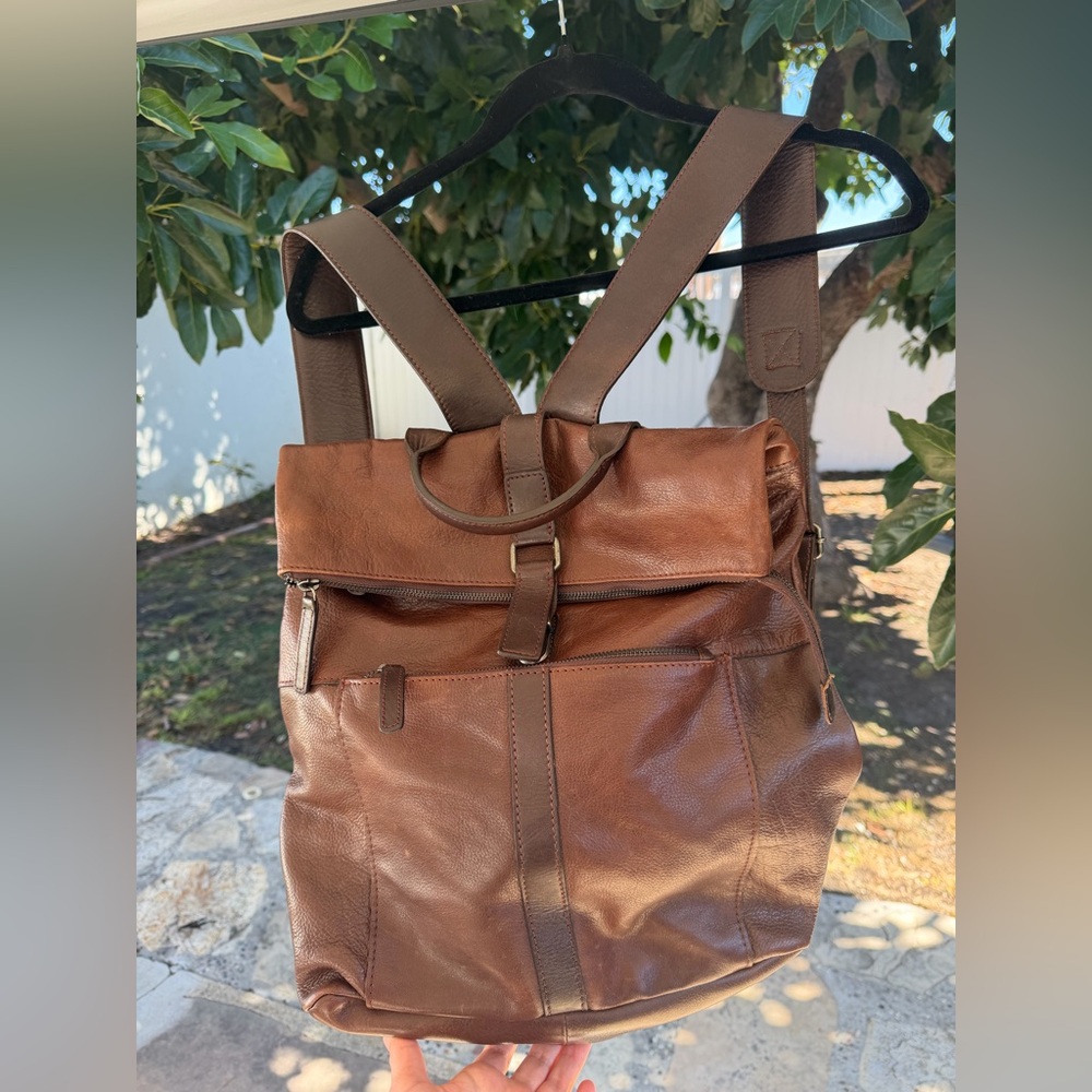 Brown Leather Backpack